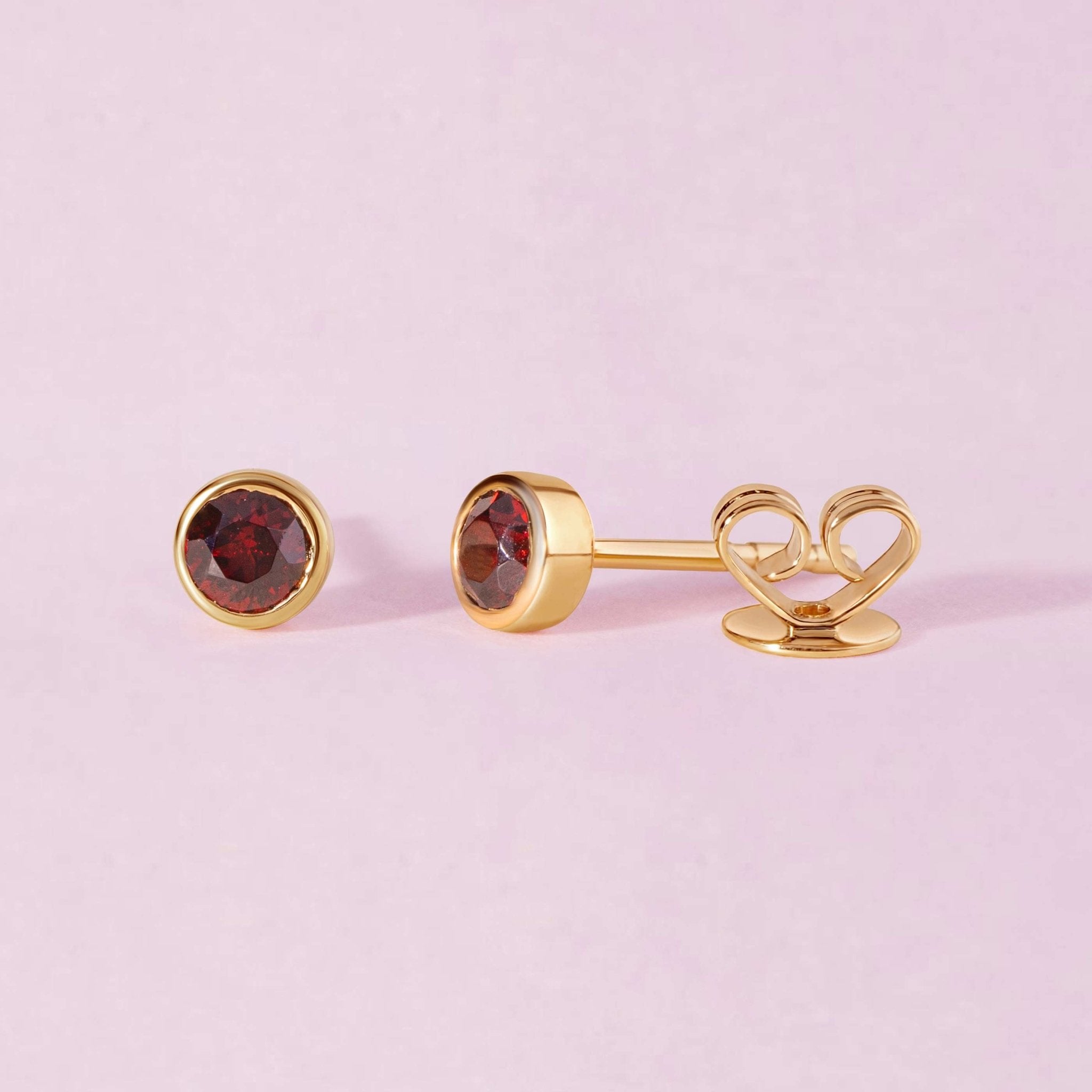 Single Birthstone Bezel Studs - Sparkle Society