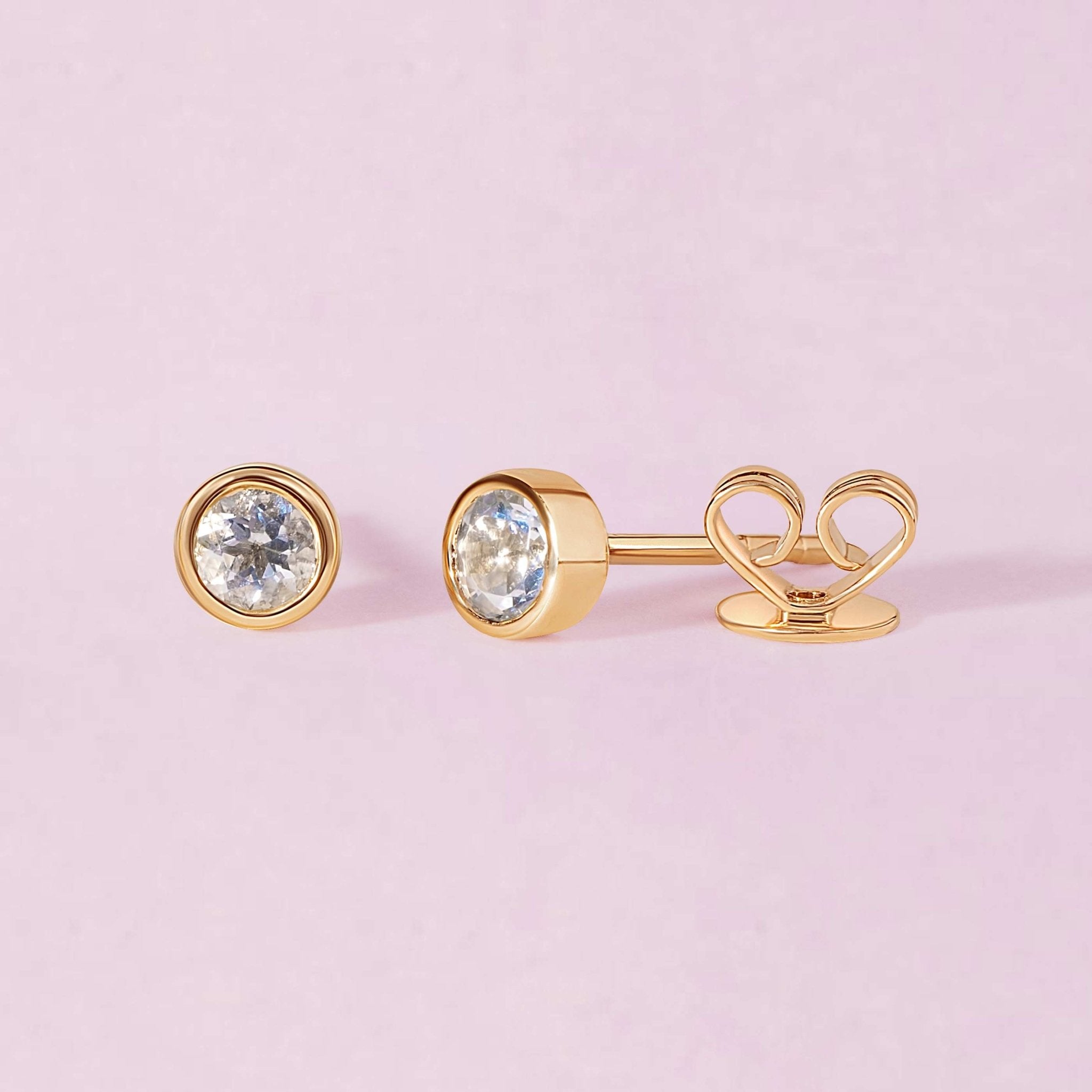 Single Birthstone Bezel Studs - Sparkle Society