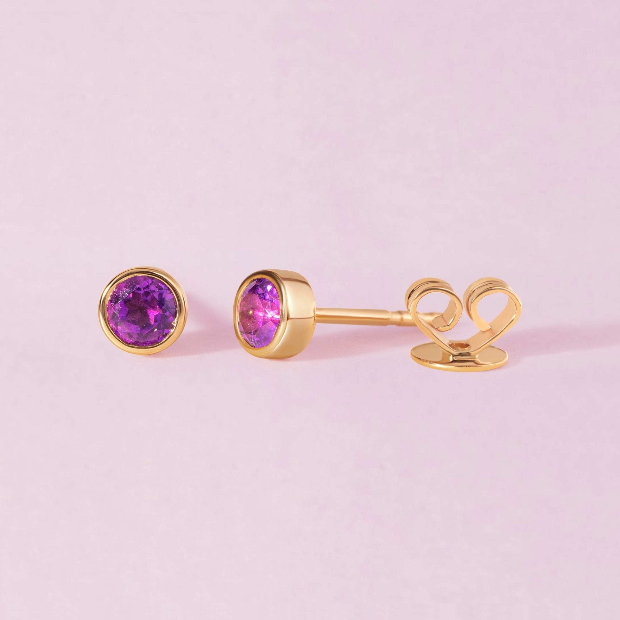 Single Birthstone Bezel Studs - Sparkle Society