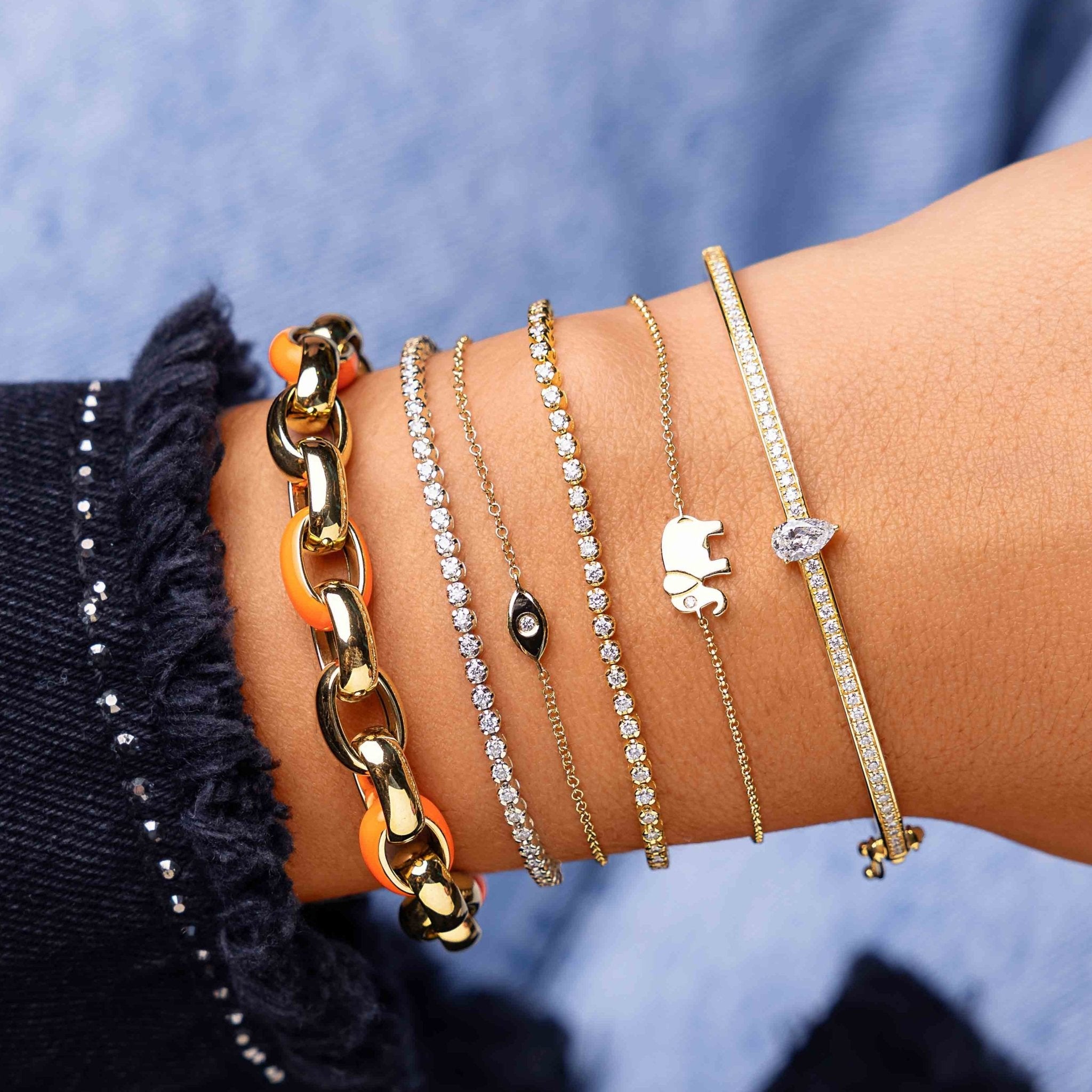 Black Enamel Evil Eye Bracelet - Sparkle Society