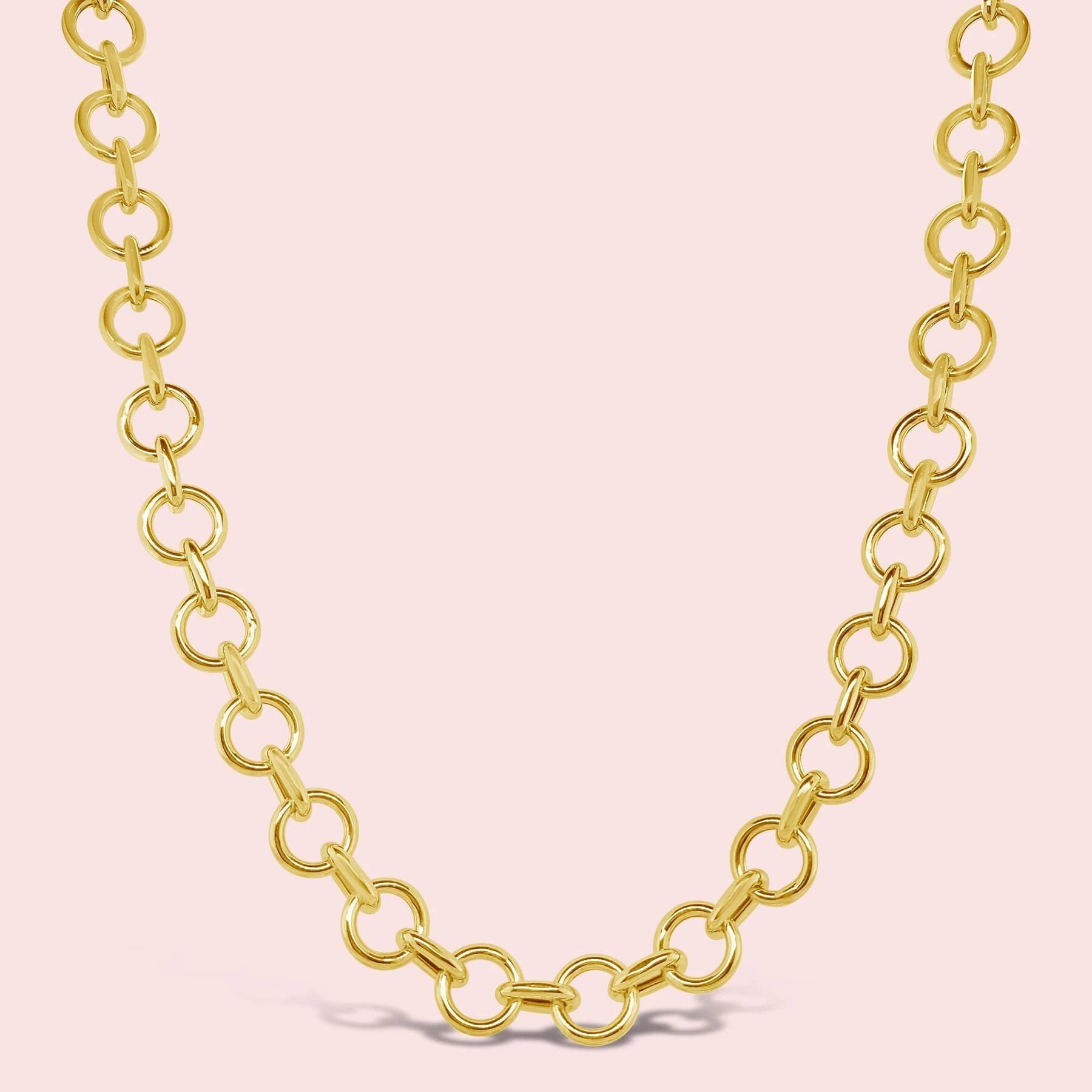 Solid Gold Circle Link Necklace Sparkle Society