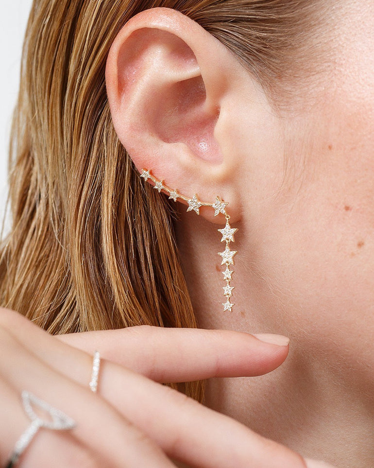 Dangling Diamond Star Ear Crawler - Sparkle Society