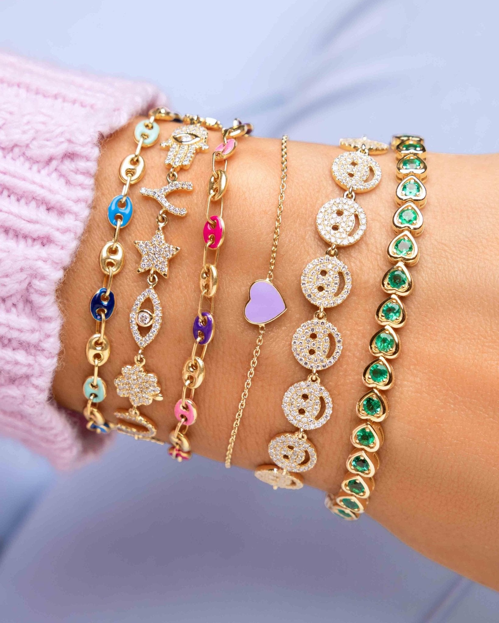 Delicate Enamel Heart Bracelet - Sparkle Society