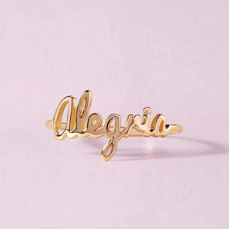 Delicate Gold Wire Name Ring - Sparkle Society
