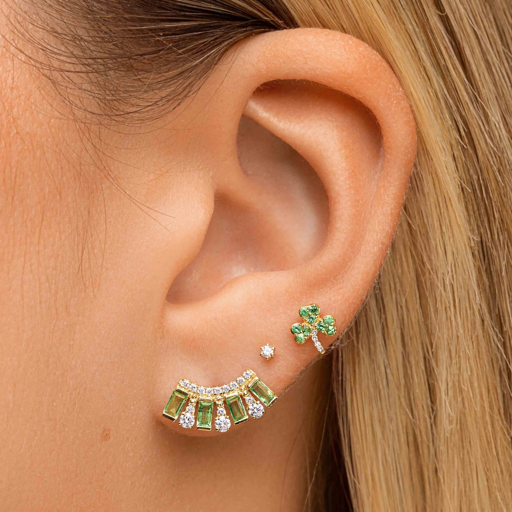 Diamond and Gemstone Baguette Studs - Sparkle Society