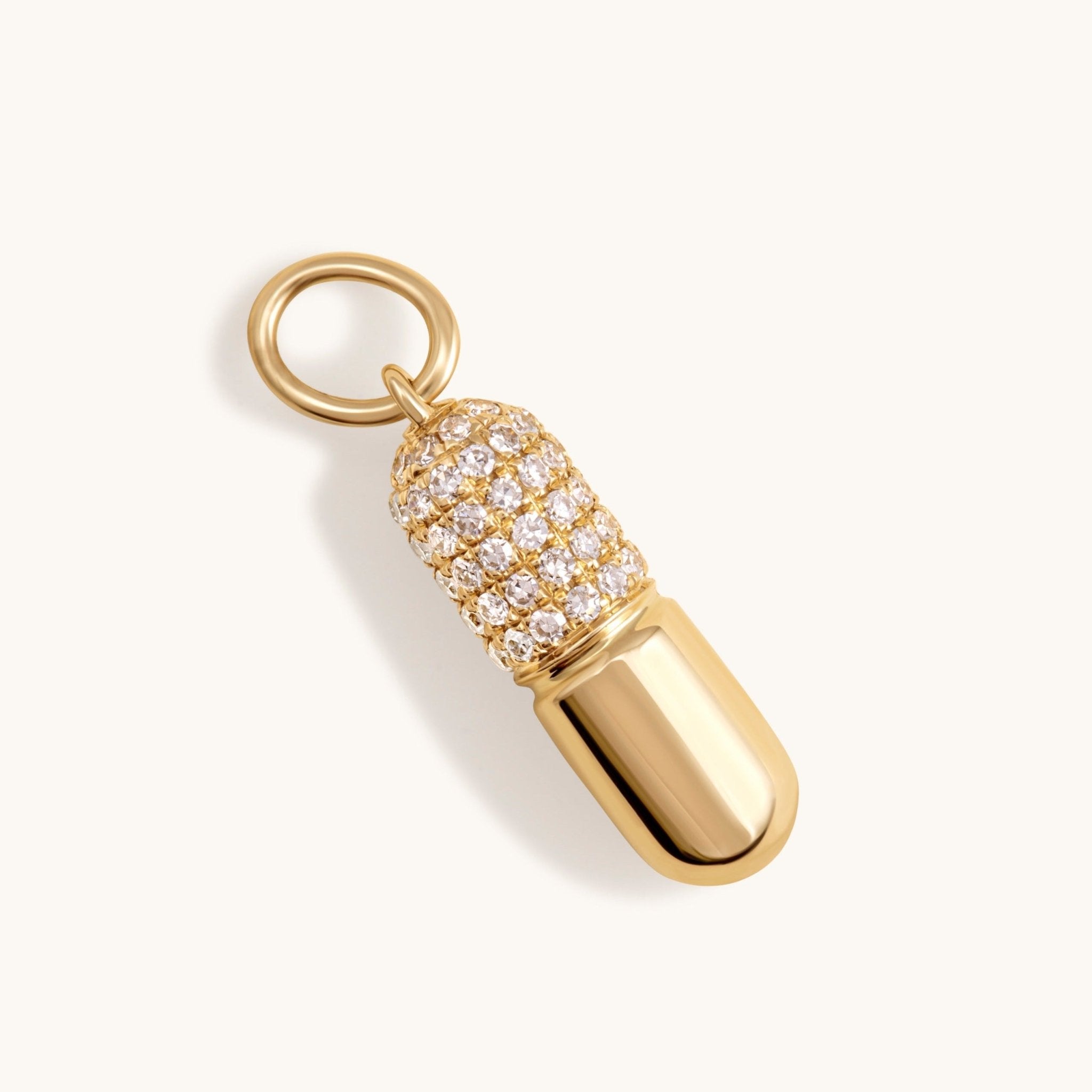 Diamond and Gold Pill Necklace Charm - Sparkle Society
