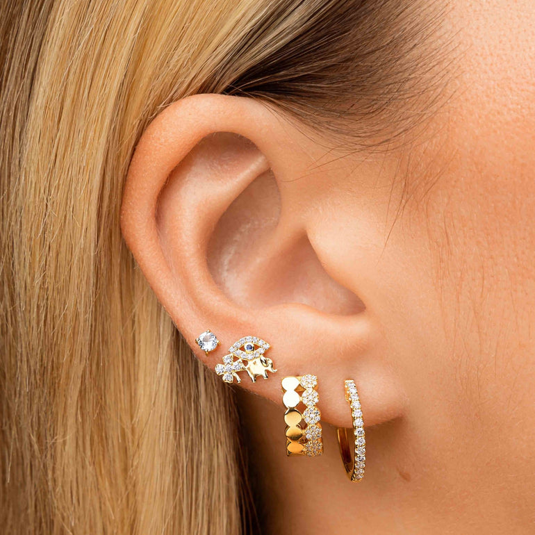 Diamond And Gold Protection Stud Earrings - Sparkle Society
