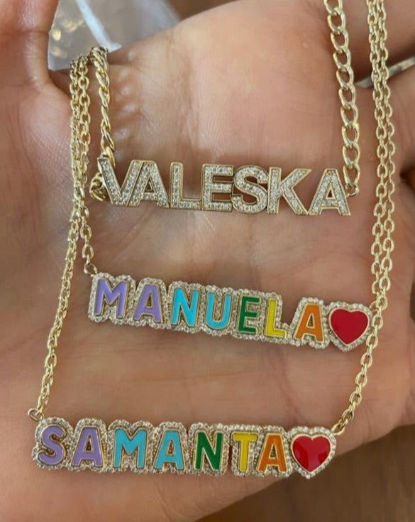 Diamond Bold Name On Curb Chain Necklace - Sparkle Society