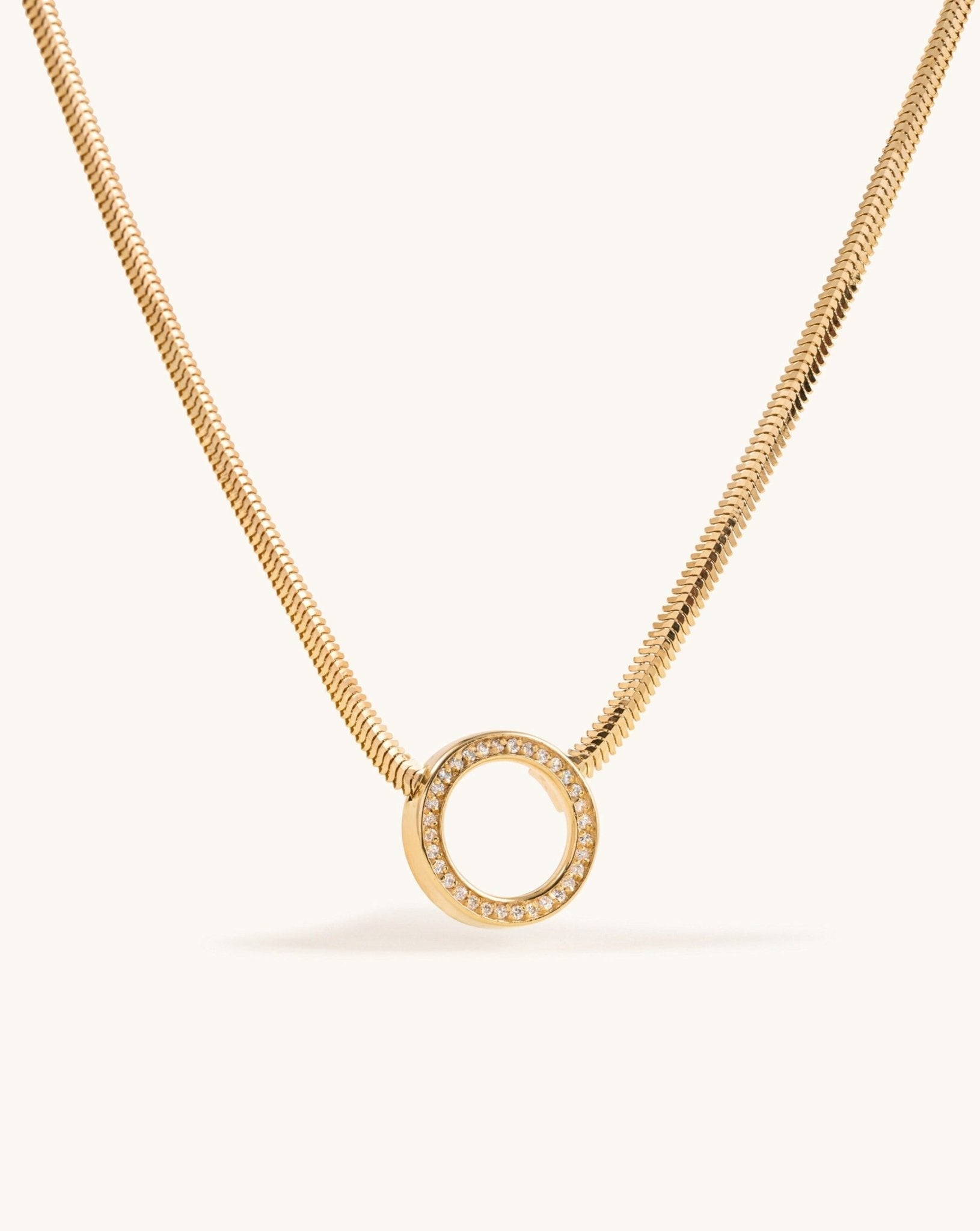 Diamond Circle Snake Chain Necklace - Sparkle Society