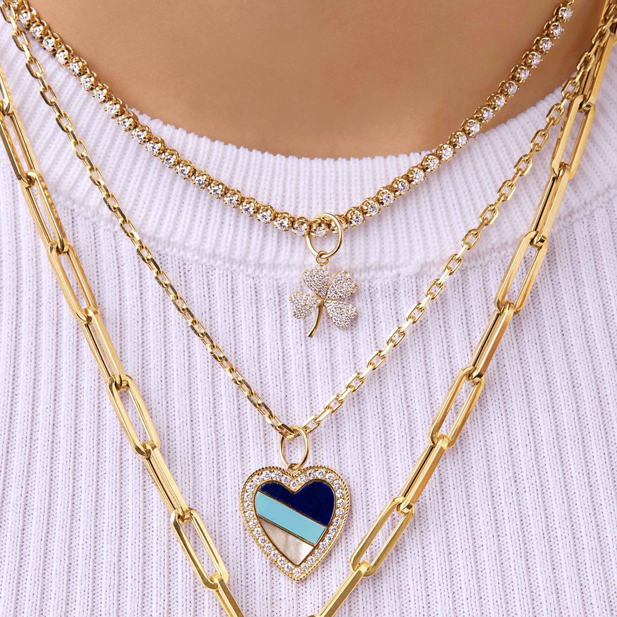 Diamond Clover Necklace Charm - Sparkle Society
