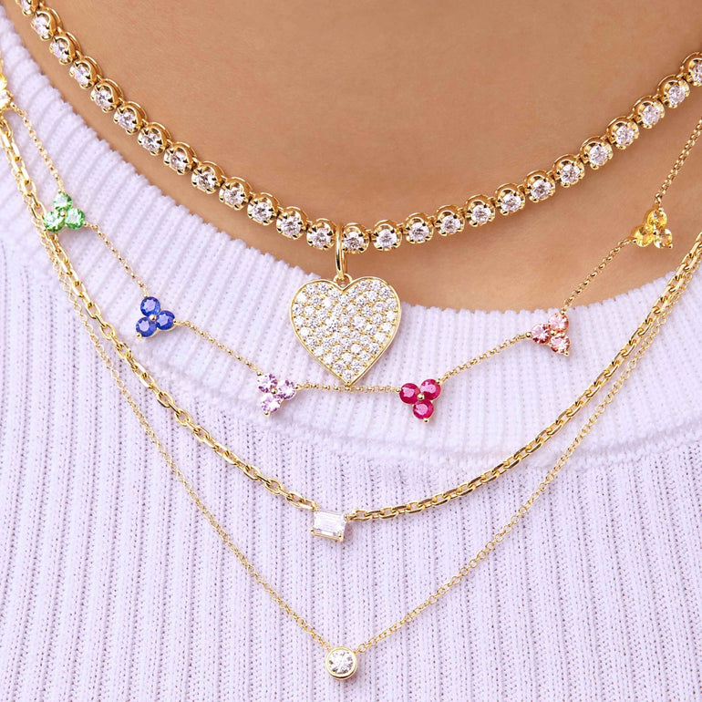 Diamond Emerald Solitaire Necklace - Sparkle Society