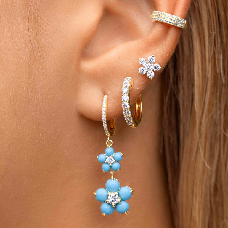 Diamond Flower Stud Earrings - Sparkle Society