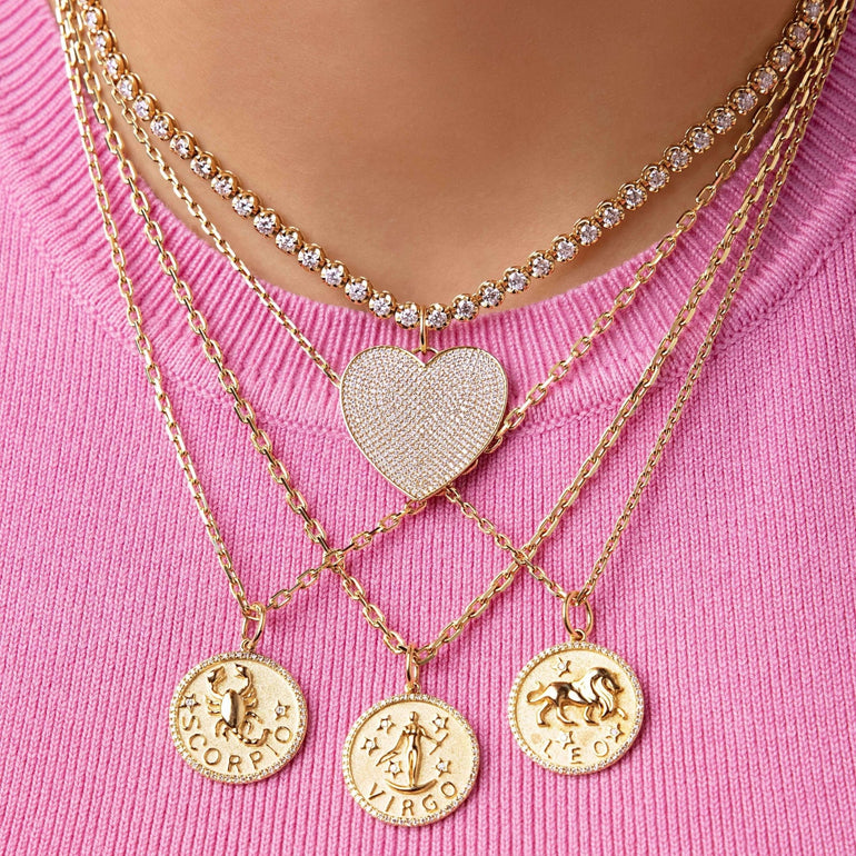 Jumbo Pave Diamond Heart Necklace Charm - Sparkle Society