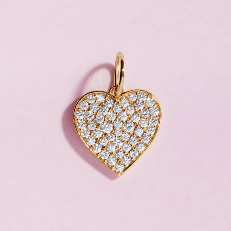 Diamond Pave Heart Necklace Charm - Eleonora Beracasa