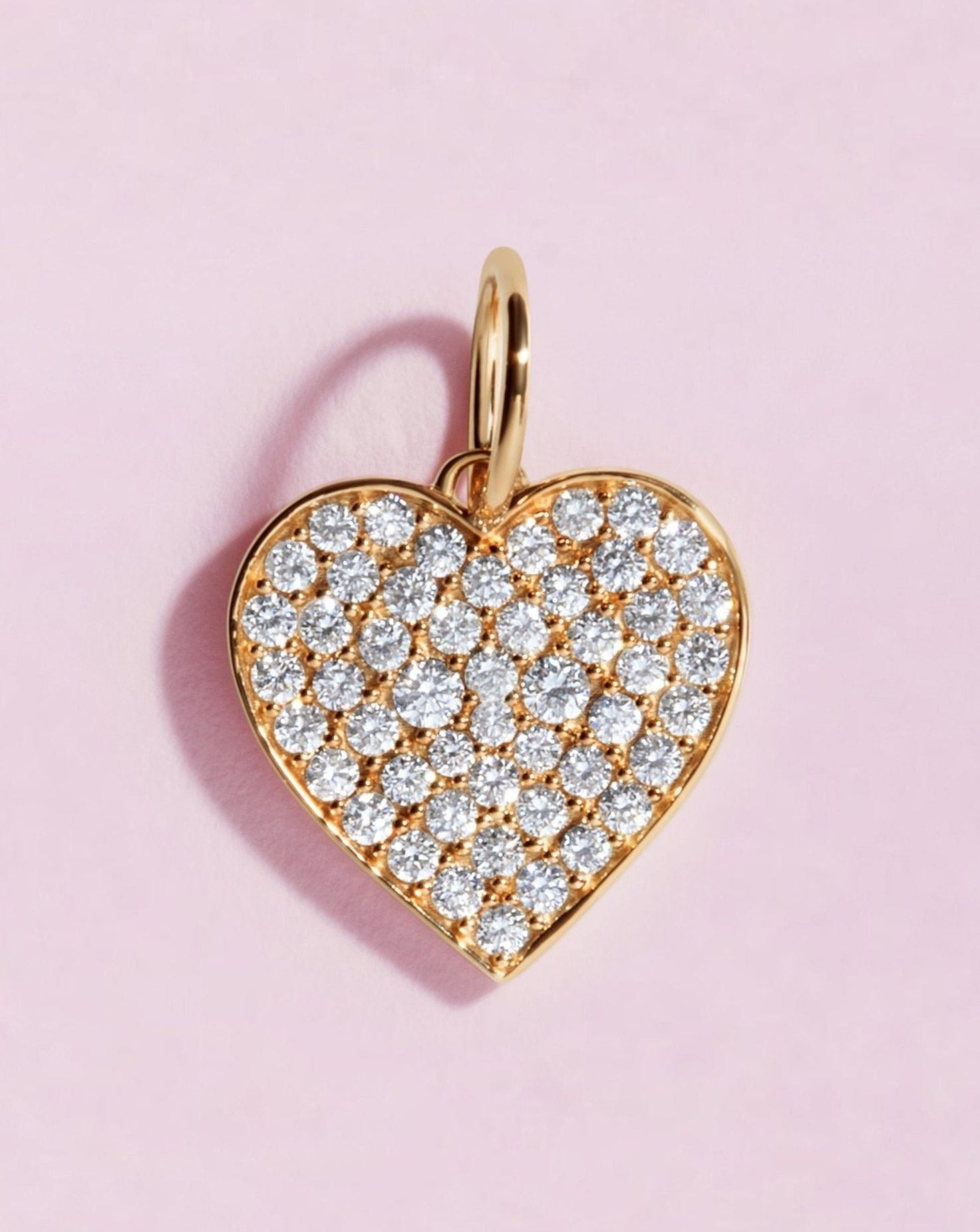 Small Pave Diamond Heart Necklace Charm - Sparkle Society