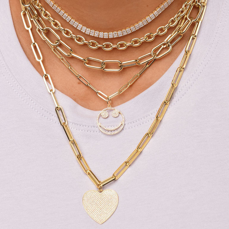 Jumbo Pave Diamond Heart Necklace Charm - Sparkle Society