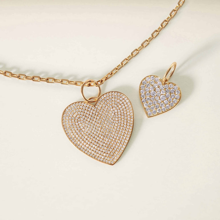 Diamond Pave Heart Necklace Charm - Eleonora Beracasa