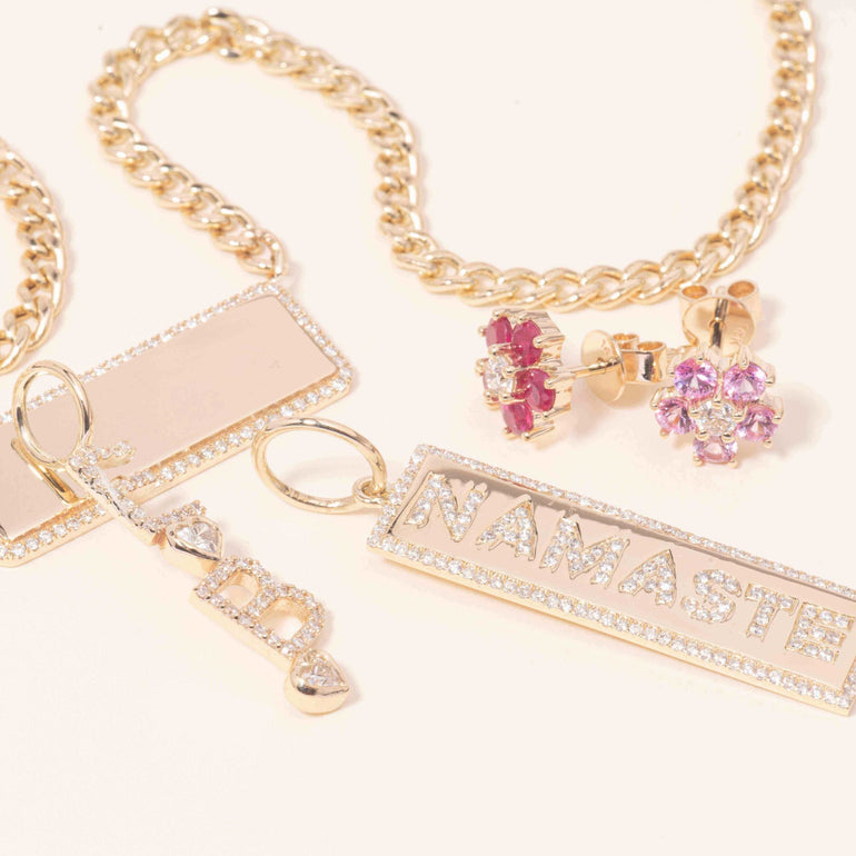 Diamond Horizontal Custom Plate In Curb Chain Necklace - Sparkle Society