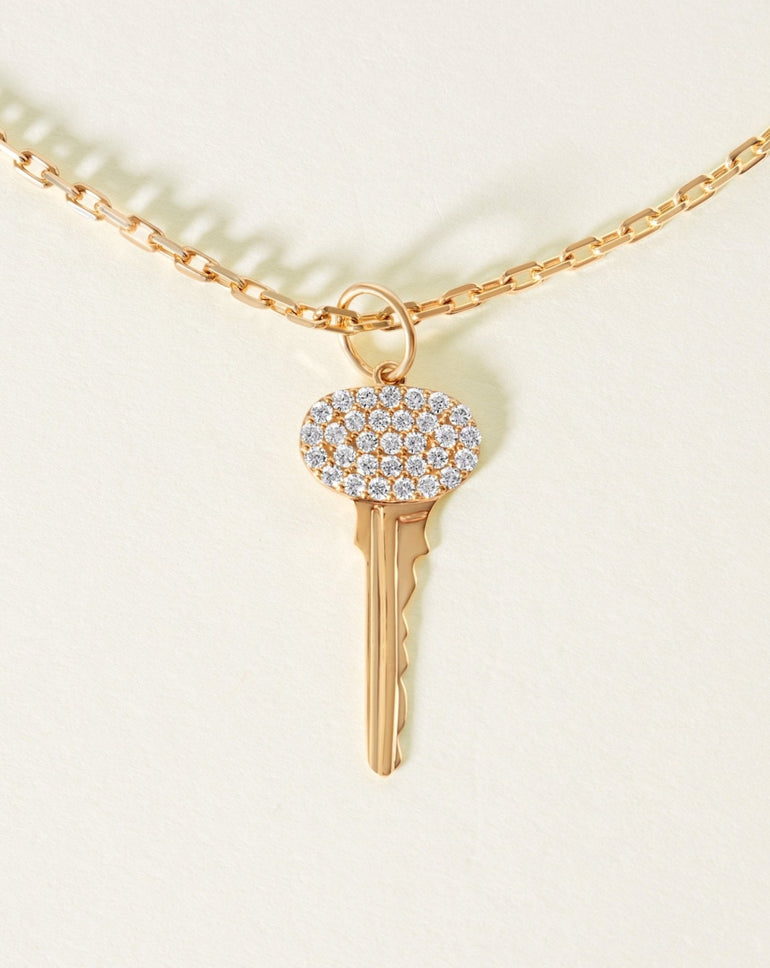 Diamond Key Necklace Charm - Eleonora Beracasa