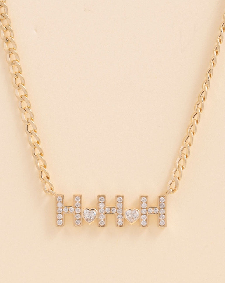 Diamond Custom with Fancy Shape Diamond Heart Curb Chain Necklace - Sparkle Society