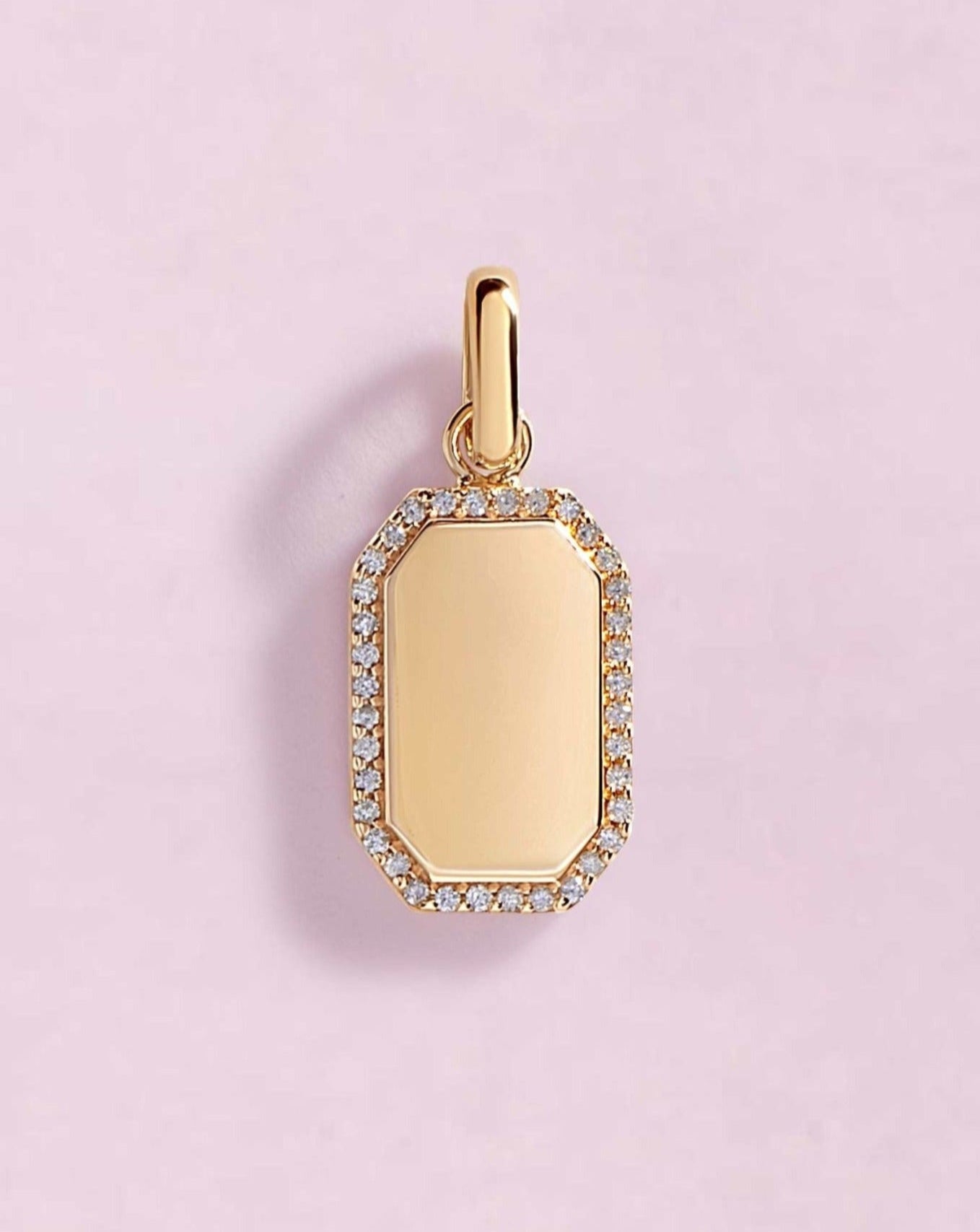 Engravable Diamond Outline Hexagon ID Tag Necklace Charm - Sparkle Society