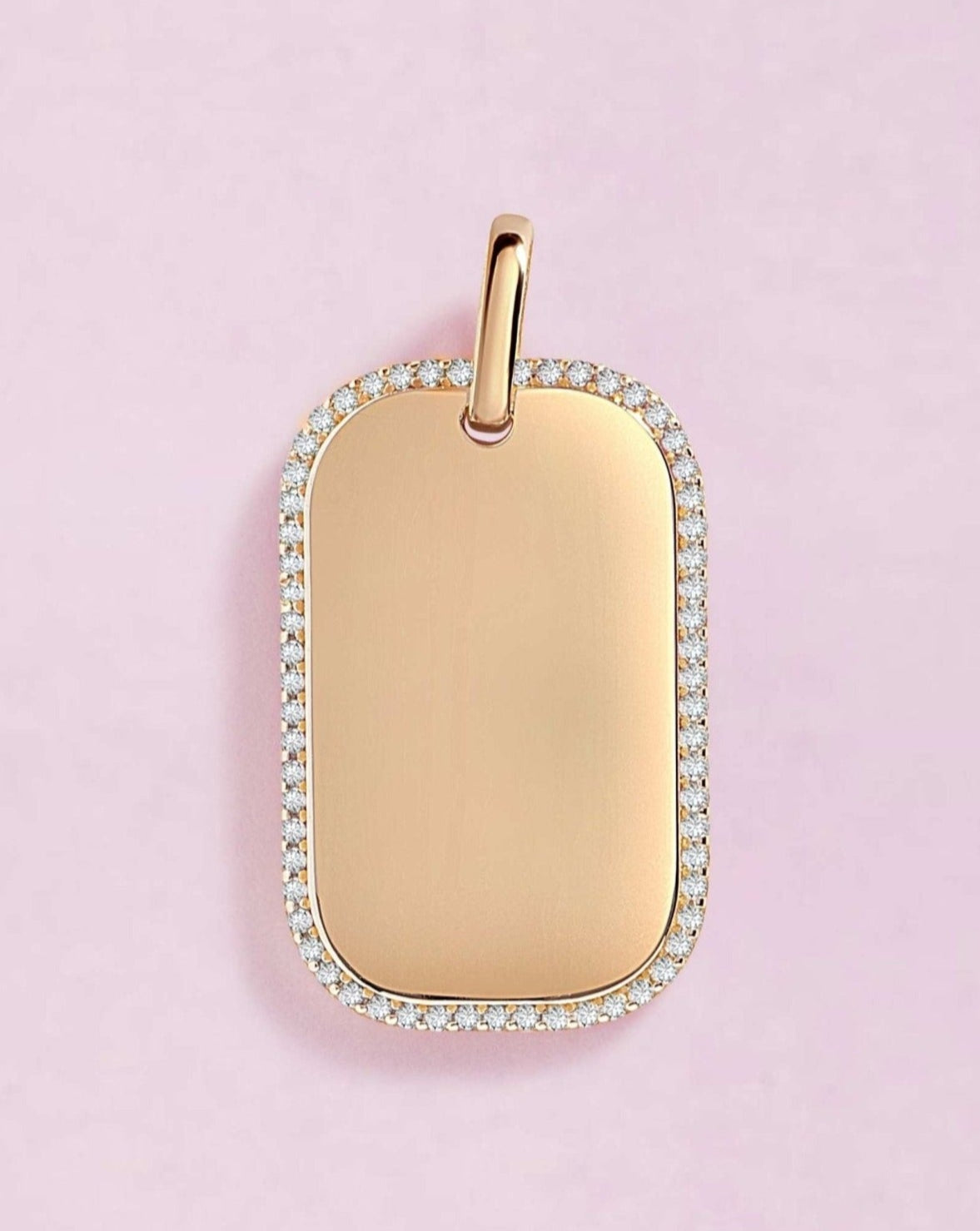 Engravable Diamond Outline ID Tag Necklace Charm - Eleonora Beracasa