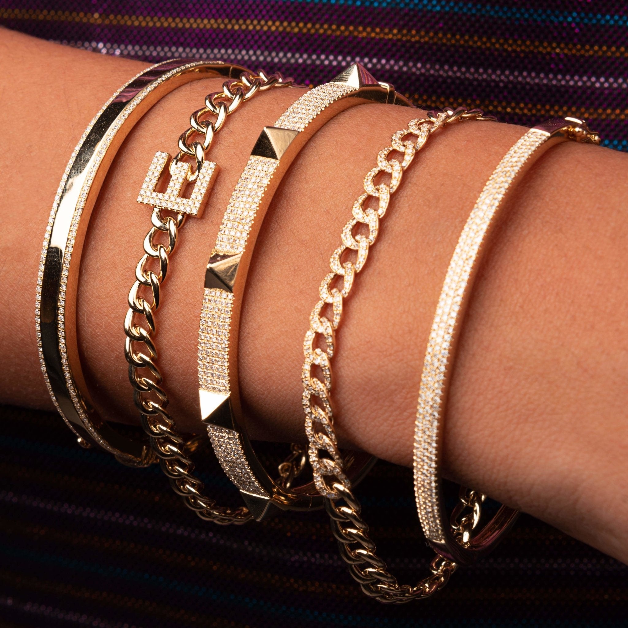 Double Diamond Edge Bangle - Sparkle Society
