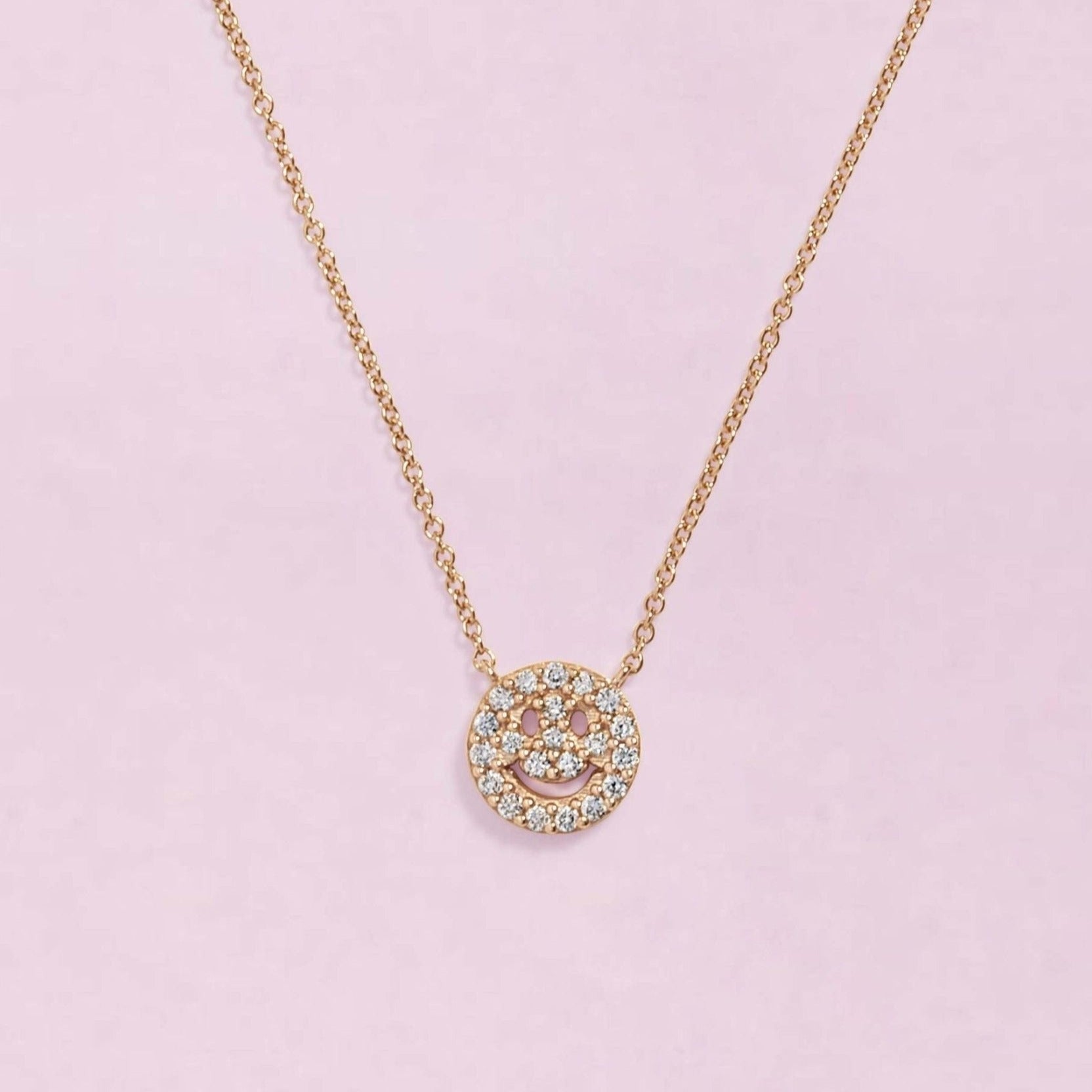 Diamond Smiley Face Necklace - Sparkle Society