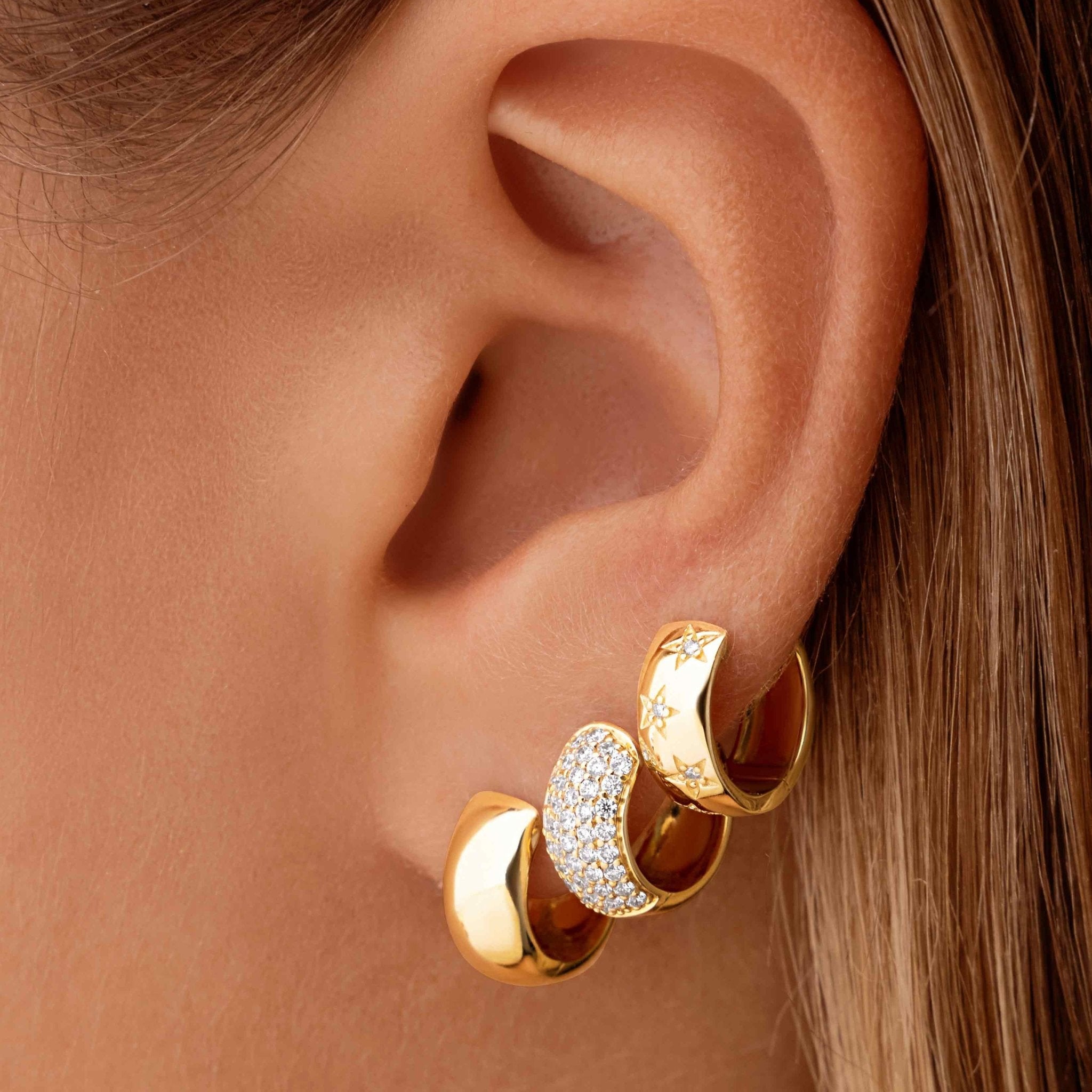 Chunky Diamond Star Gold Huggie Earrings - Sparkle Society