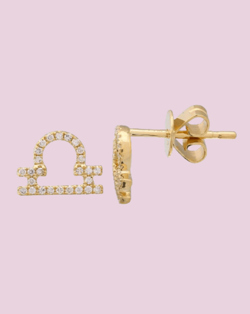 Mini Diamond Zodiac Stud Earrings - Sparkle Society