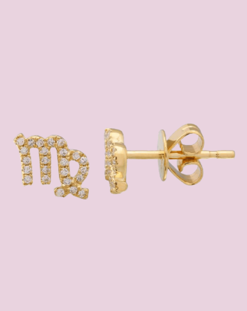 Mini Diamond Zodiac Stud Earrings - Sparkle Society