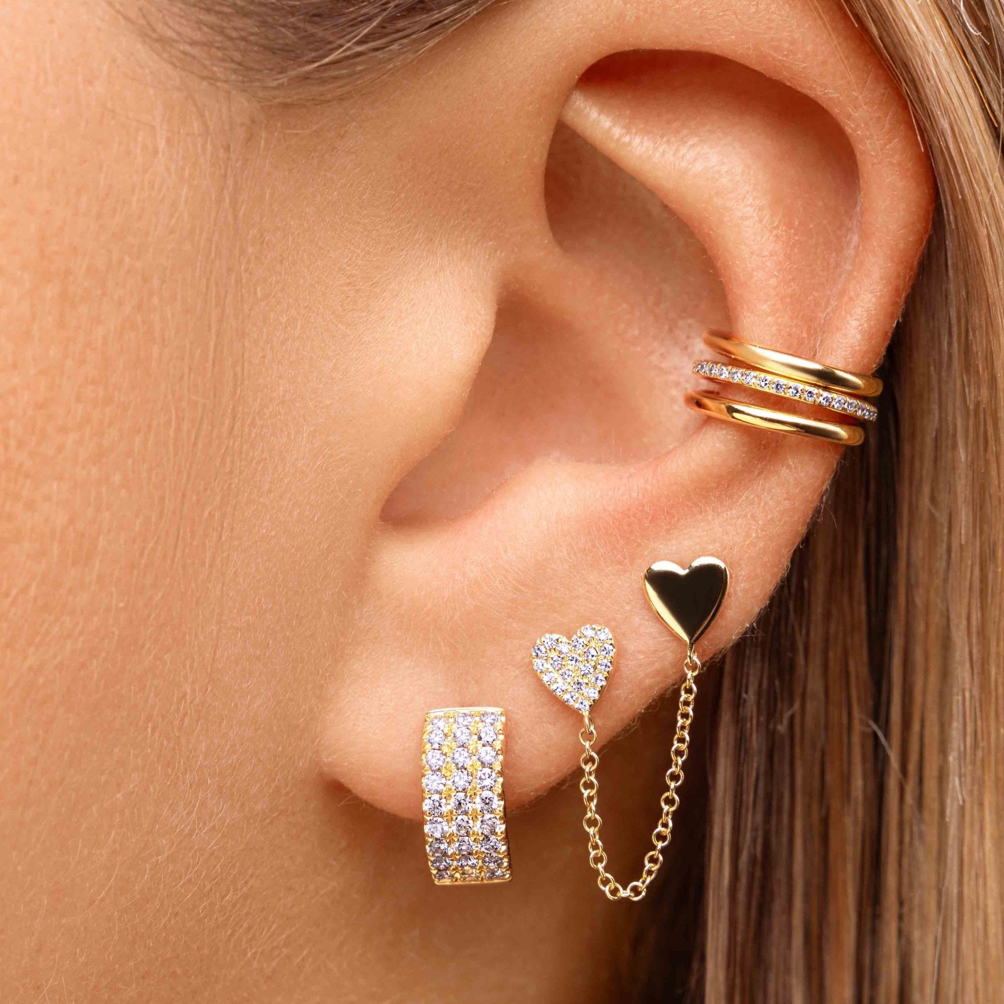 Double Heart Chain Drop Earrings - Sparkle Society