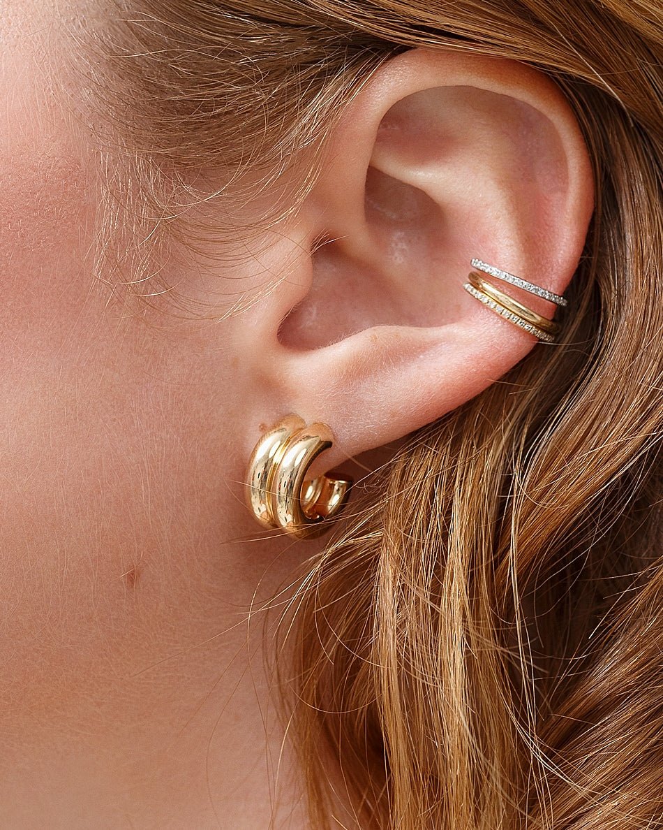 Double Hollow Gold Tube Hoops - Sparkle Society