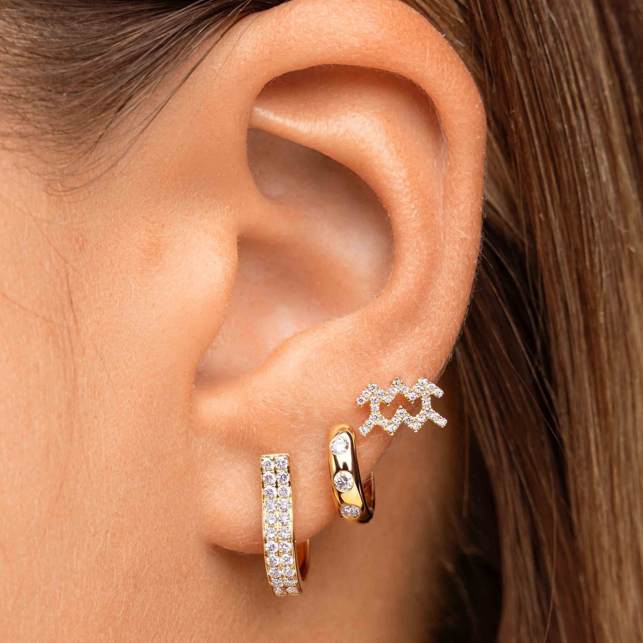 Elongated Double Row Diamond Huggies - Sparkle Society