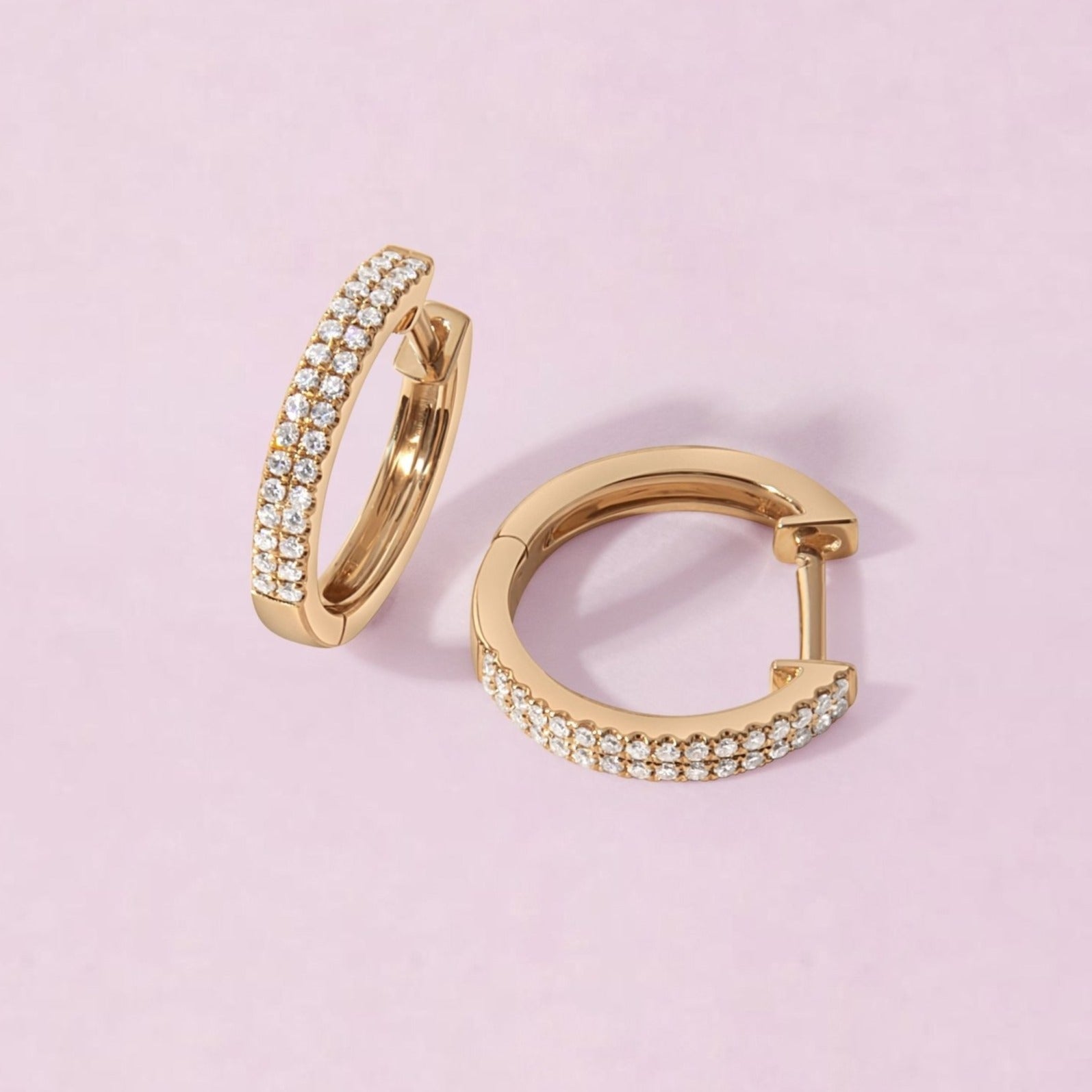 Large Double Row Diamond Huggie Earrings - Sparkle Society