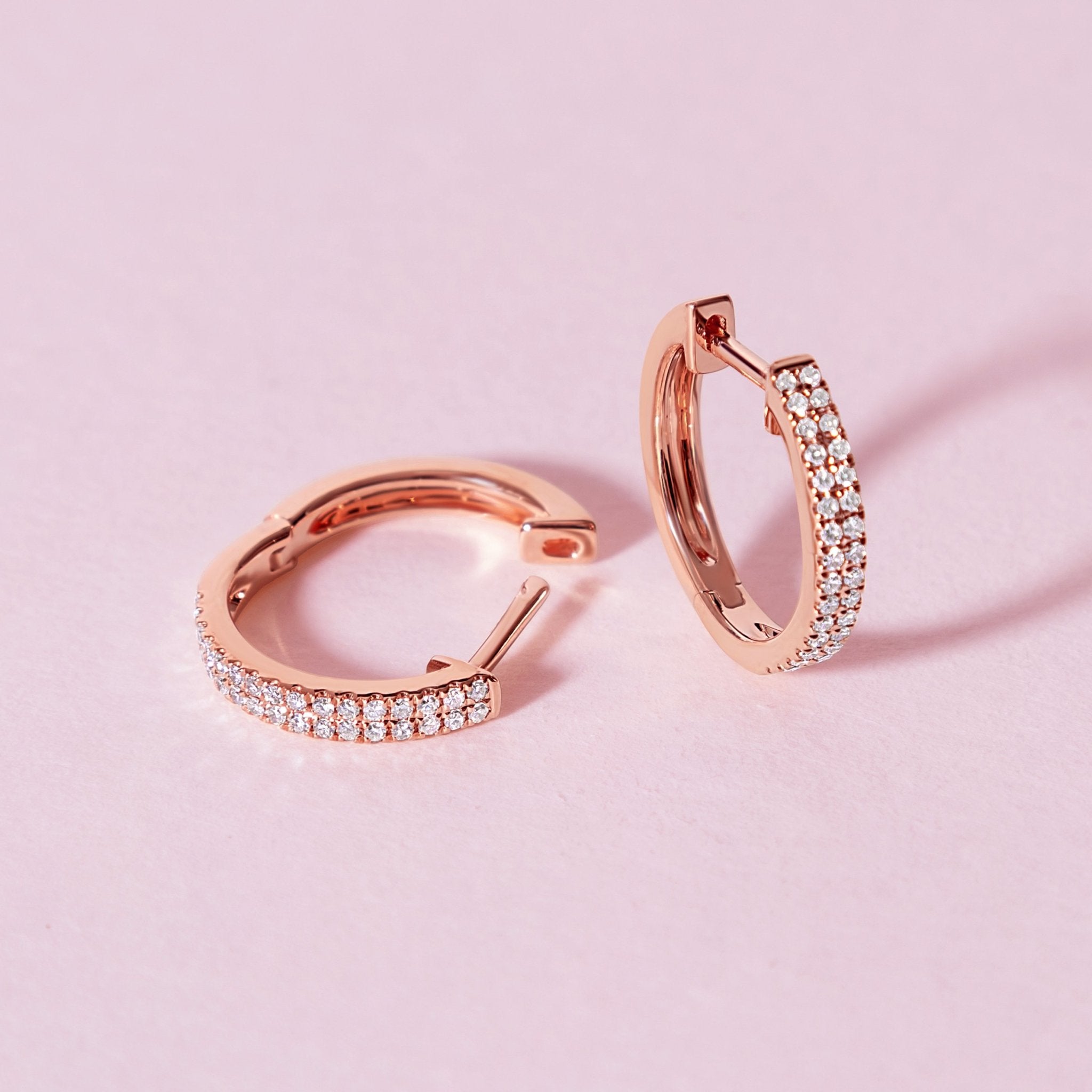 Large Double Row Diamond Huggie Earrings - Sparkle Society