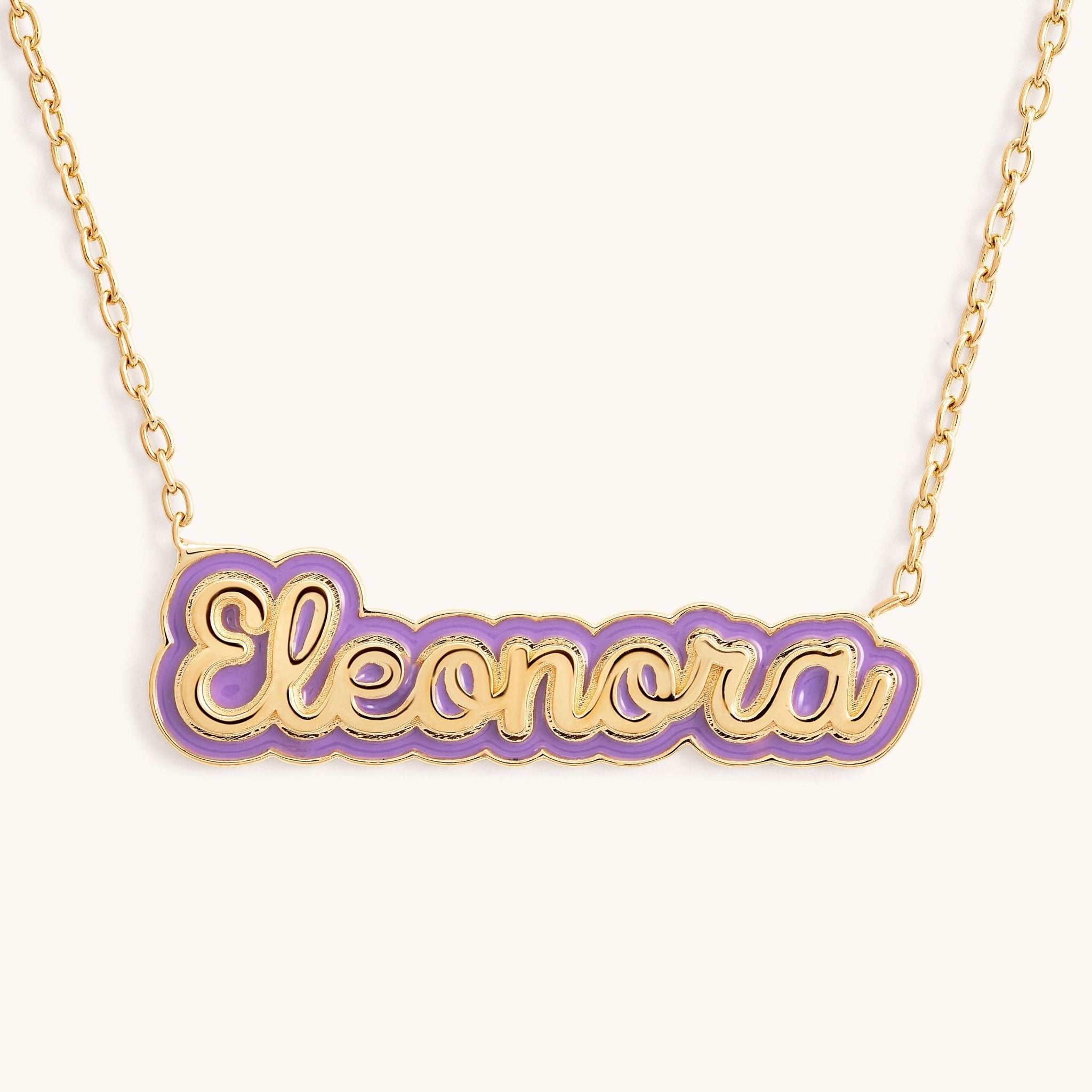 Enamel Gold Name Chain Necklace - Sparkle Society