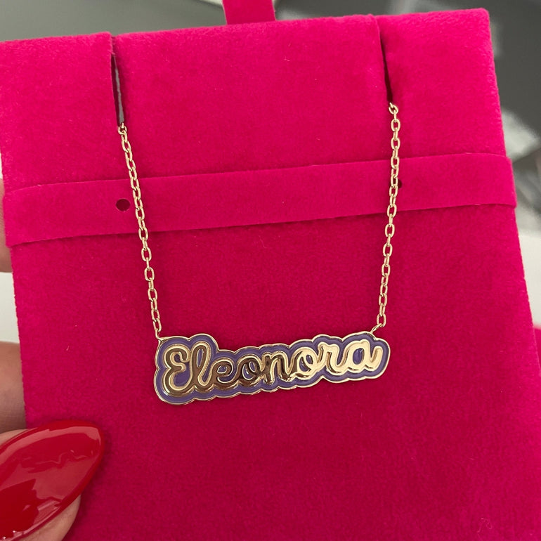 Enamel Gold Name Chain Necklace - Sparkle Society