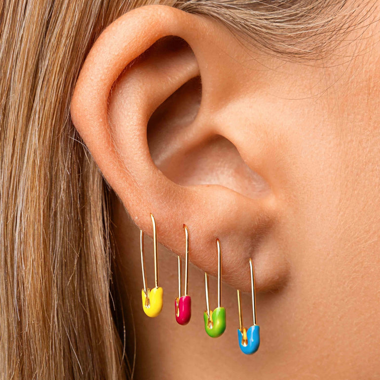 Enamel Safety Pin Earrings - Sparkle Society