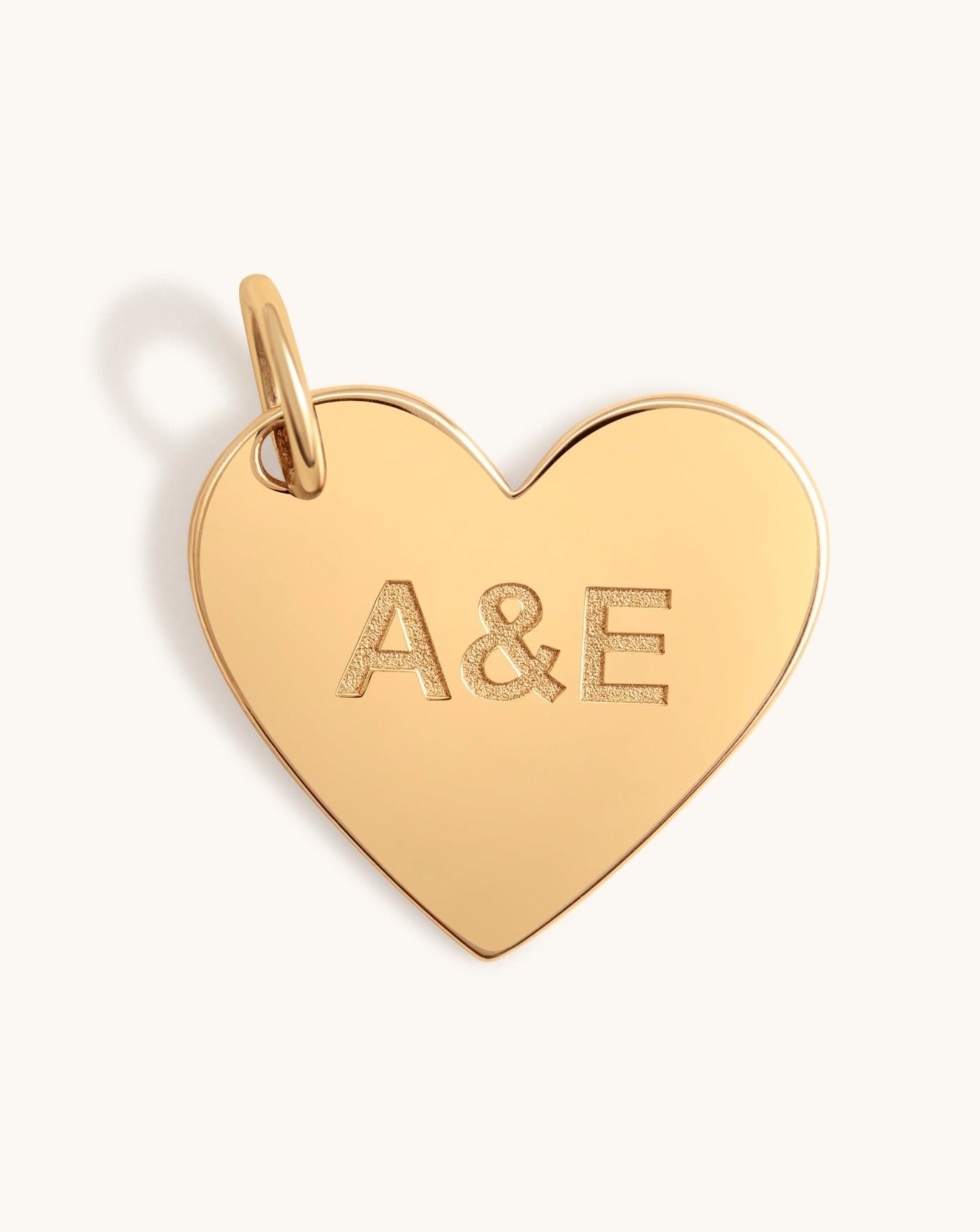 Engravable Solid Gold Heart Necklace Charm - Sparkle Society