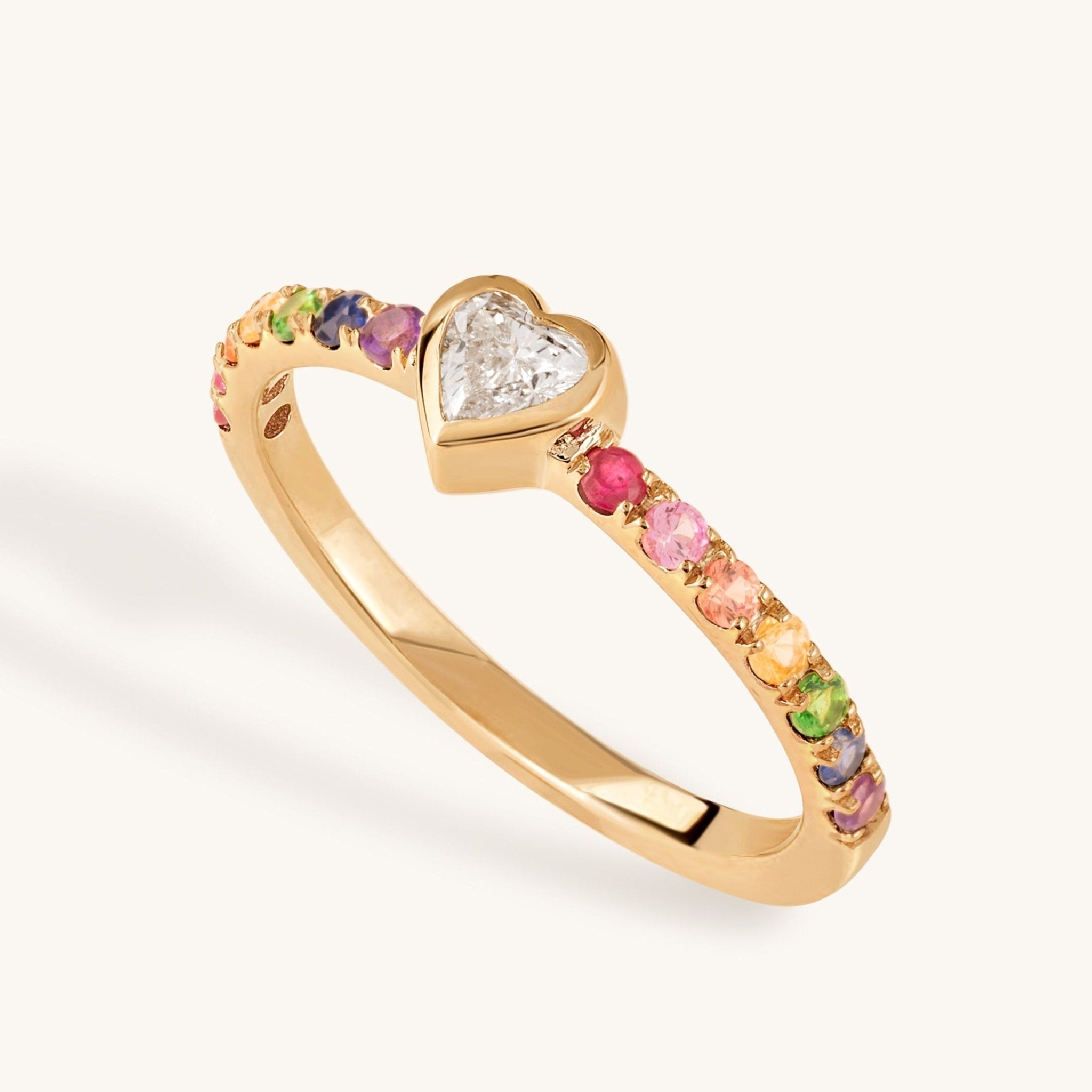 Fancy Diamond Bezel Rainbow Band Ring - Sparkle Society