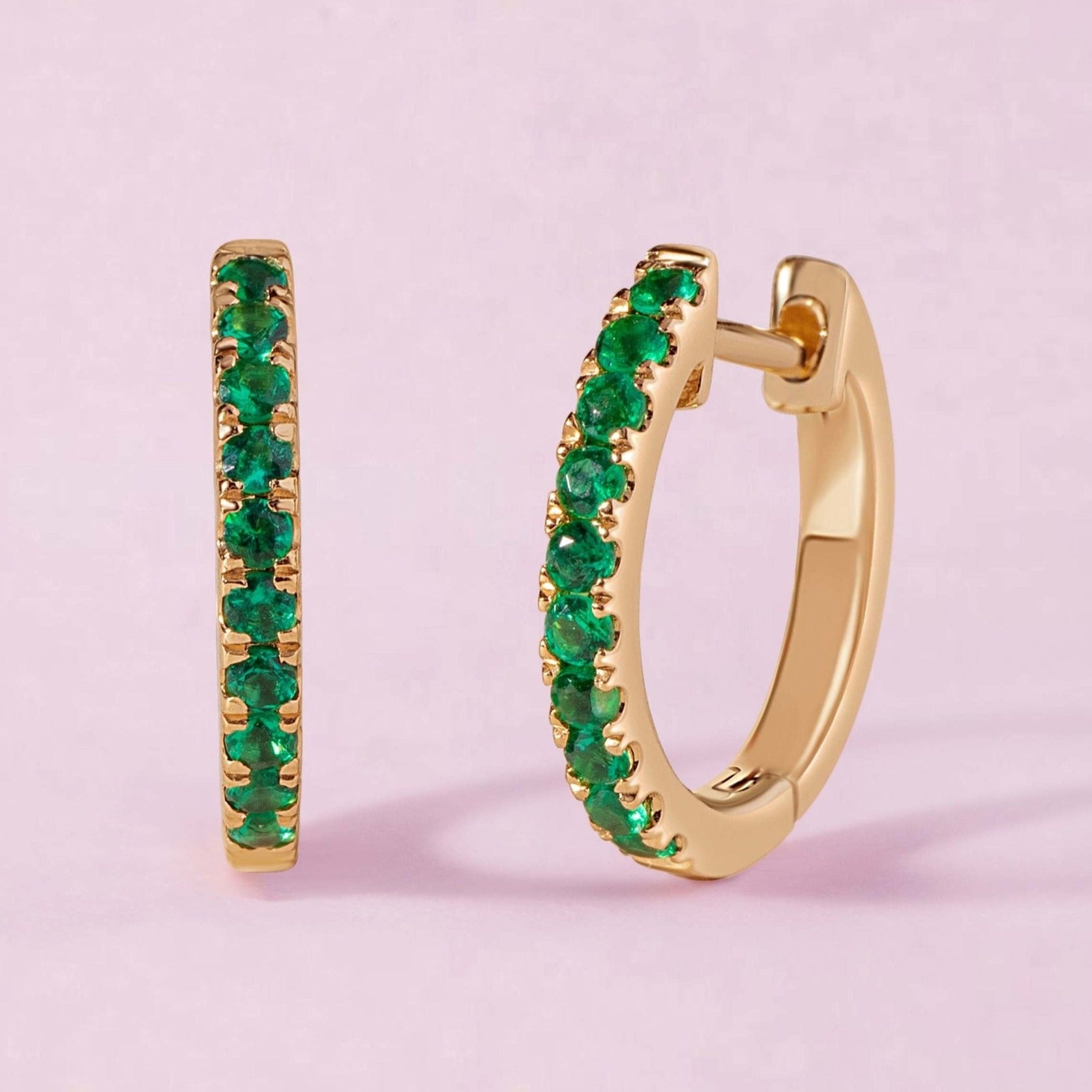 Medium Single Row Gemstone Huggie Earrings - Sparkle Society