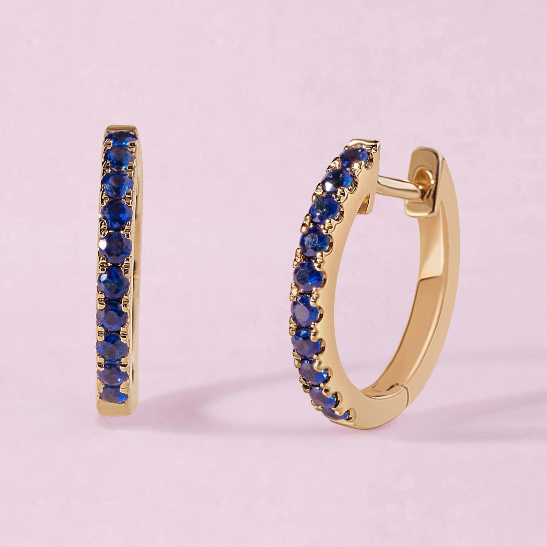 Medium Single Row Gemstone Huggie Earrings - Sparkle Society