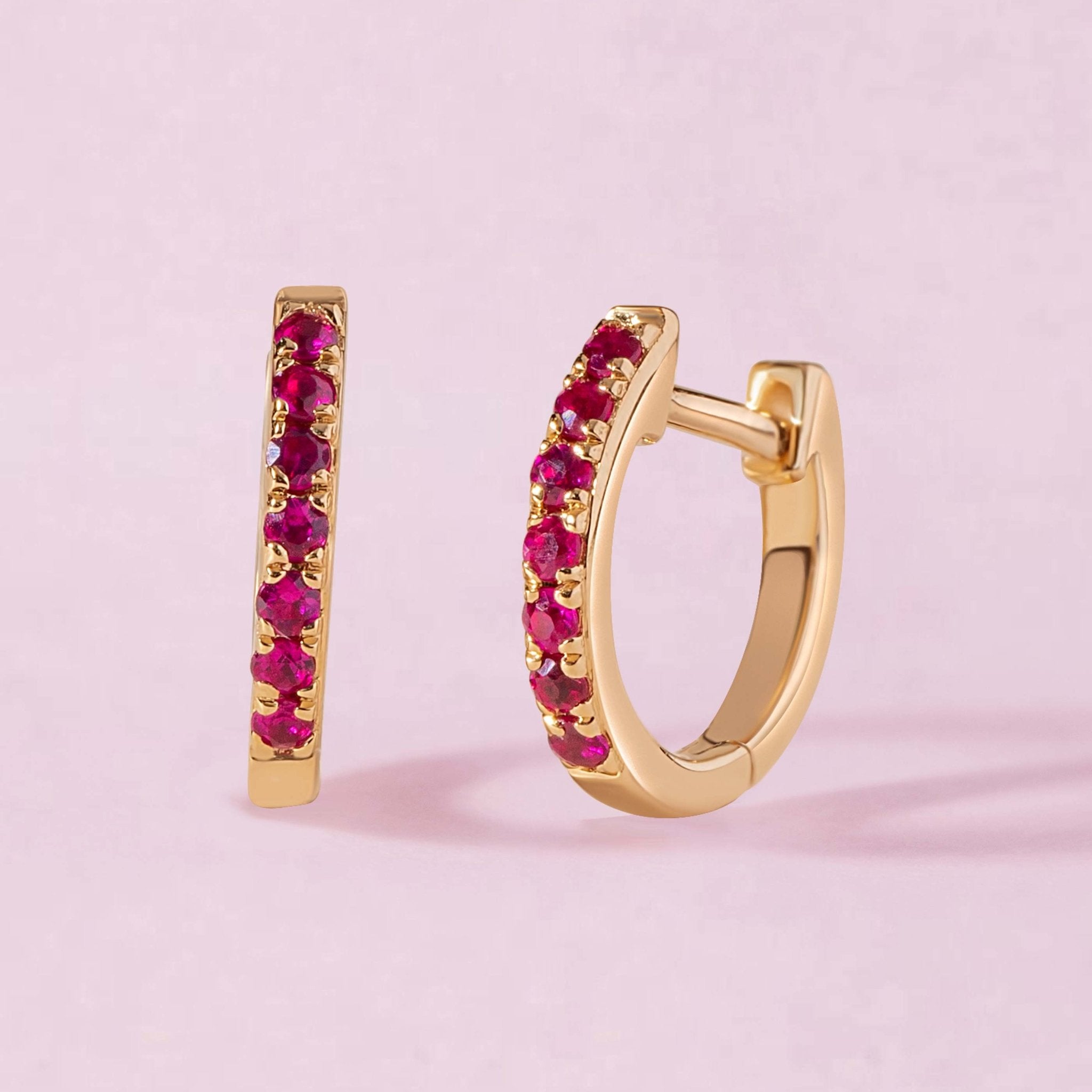Tiny Single Row Gemstone Huggie Earrings - Sparkle Society