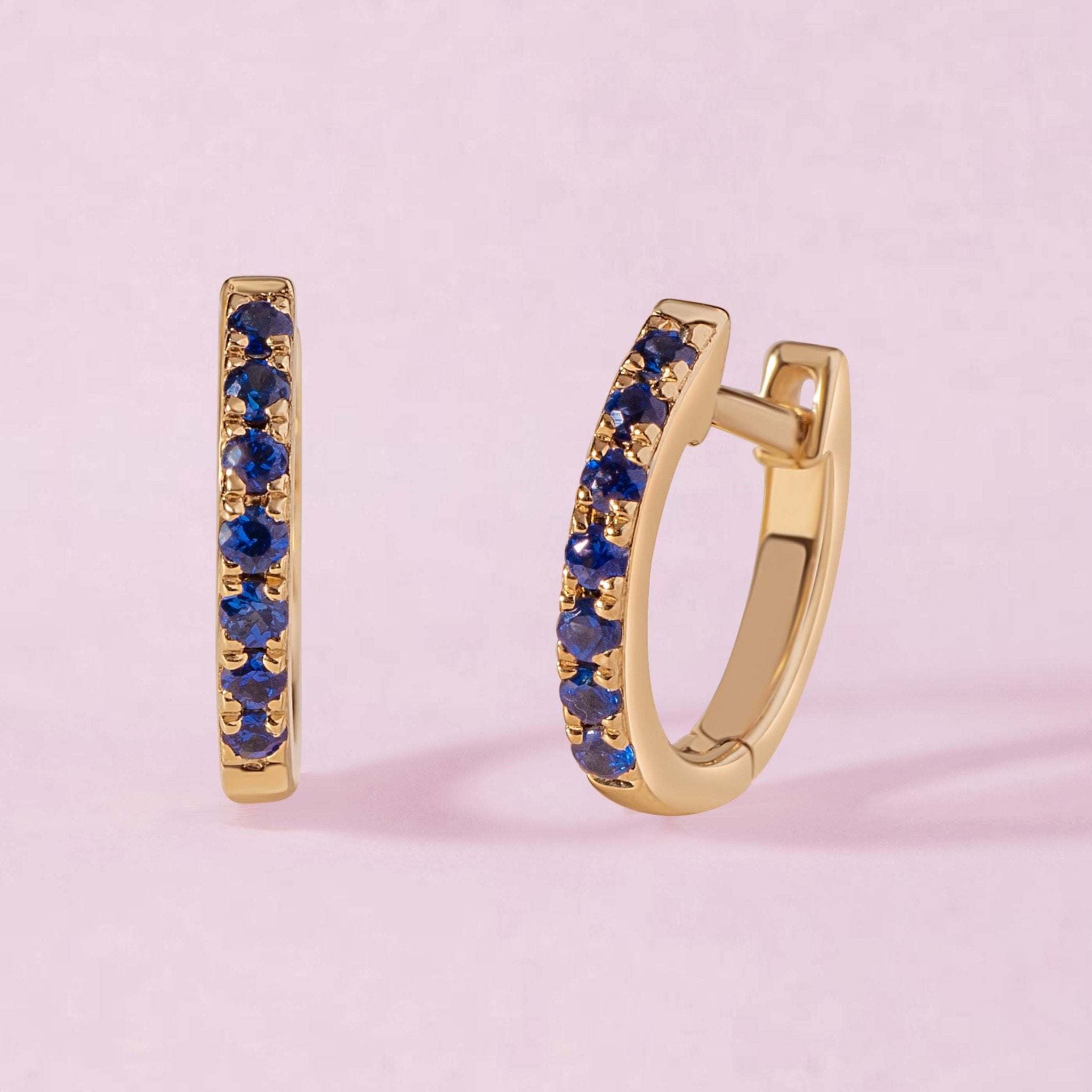 Tiny Single Row Gemstone Huggie Earrings - Sparkle Society