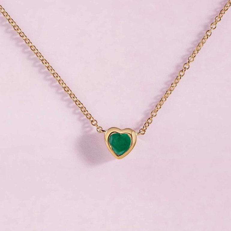 Gemstone Bezel Heart Necklace - Sparkle Society