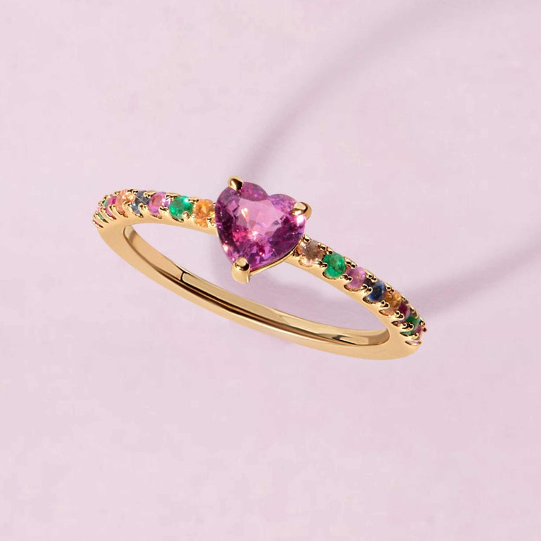 Gemstone Heart Rainbow Ring - Sparkle Society