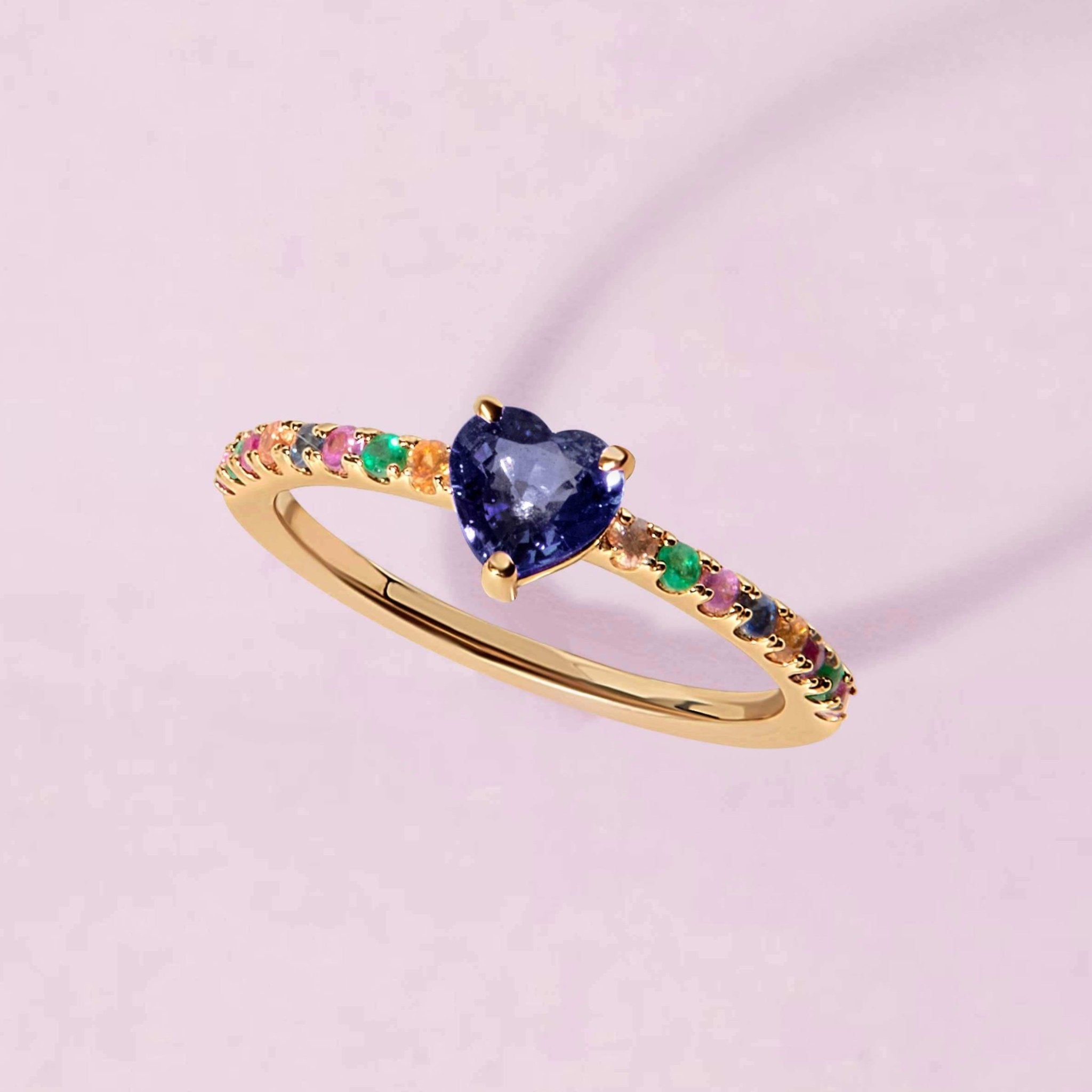 Gemstone Heart Rainbow Ring - Sparkle Society