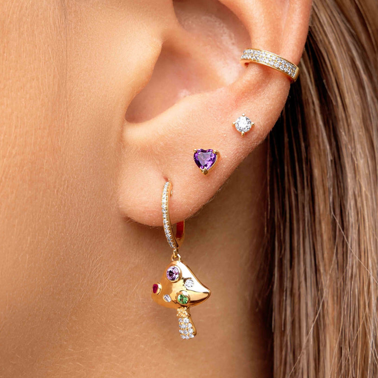 Gemstone Heart Shape Stud Earrings - Sparkle Society