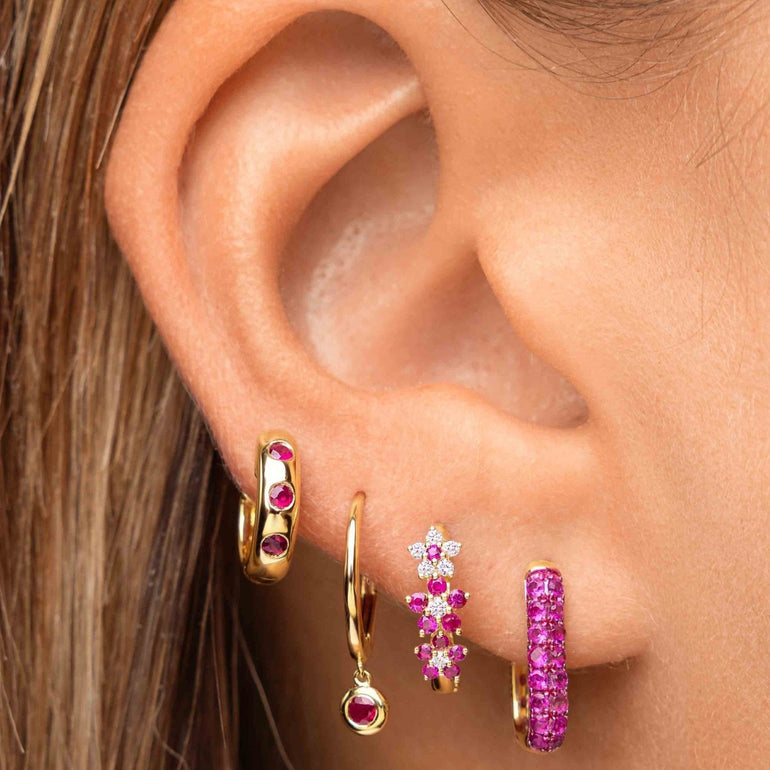Gemstone Inlay Huggie Earrings - Sparkle Society